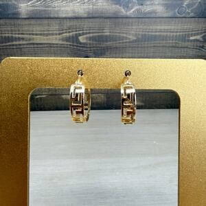 925 Sterling Silver Vermeil Cut Out Hoop Earrings 4.2 grams